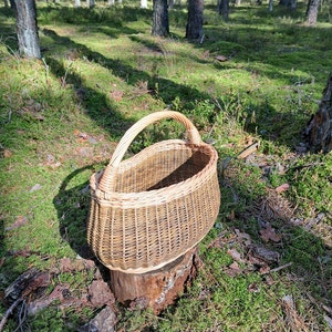 Handmade wicker basket, handwoven willow bag, foraging basket, shopping basket, market basket, storage basket, gift for her