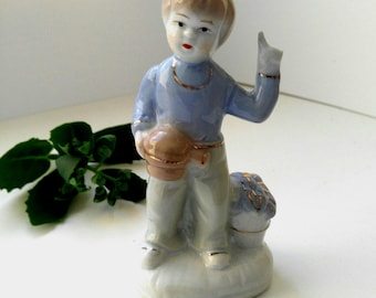 Boy figurine sculpture, vintage porcelain figure, child's room decor, kids toy, gift idea, collectible figure, art deco style figure