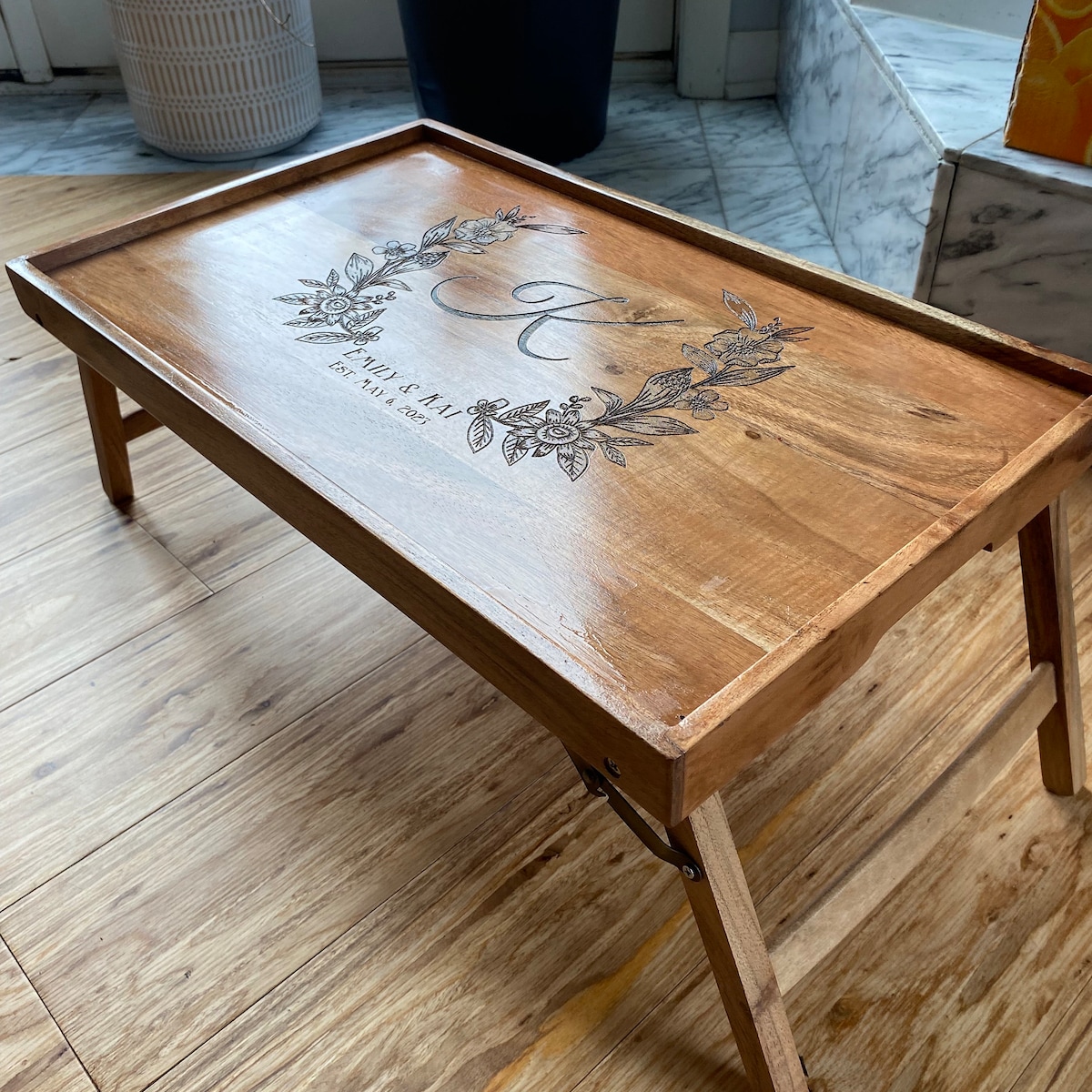 Personalized Serving Tray, Foldable Legs