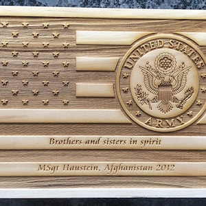 Personalized American flag plaque for soldiers, veterans