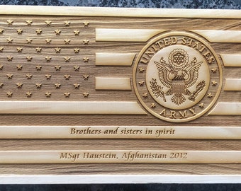 Plaque drapeau américain personnalisée pour soldats et anciens combattants