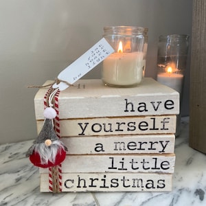 Christmas bookstack decoration - “have yourself a merry little christmas”