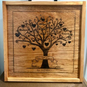 Laser carved Personalized family tree sign