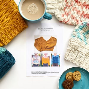 Tea and Biscuits Jumper - Crochet Pattern, PDF download