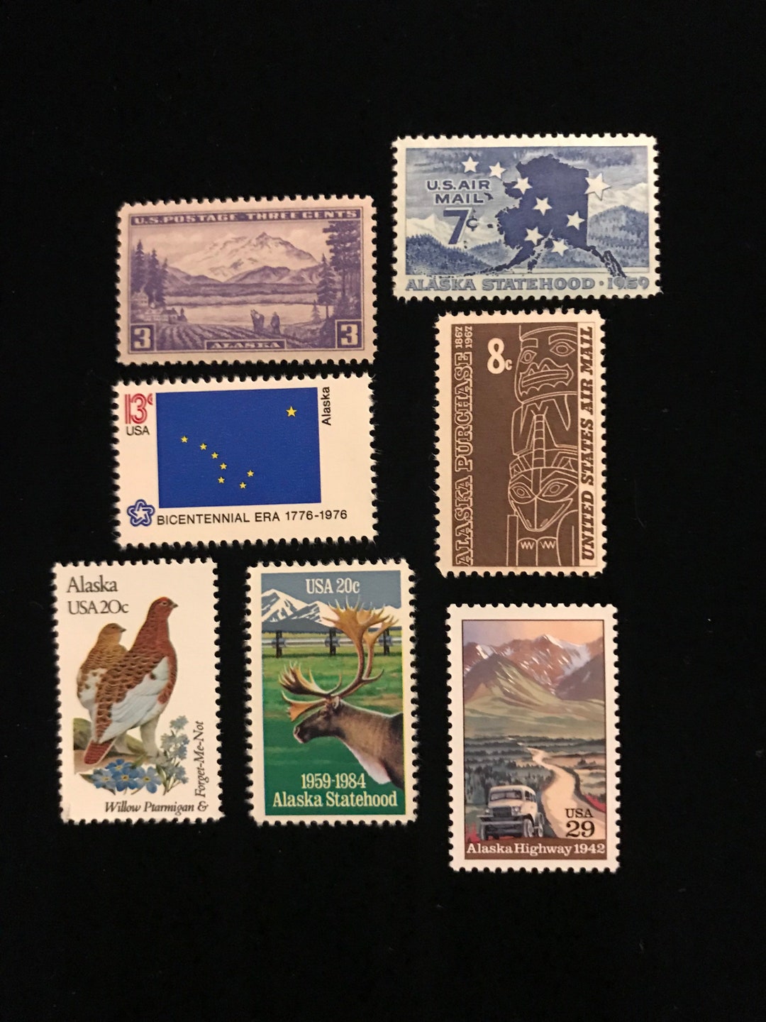 Alaska Genuine US Postage Stamps Vintage 1937 to 1992 Set of Etsy