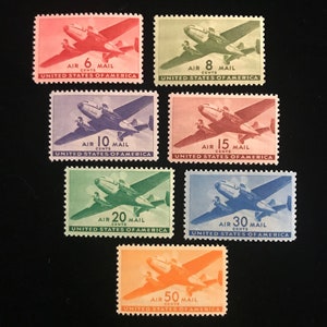 US postal Stamps. Twin-Motored Transport Planes. 1944