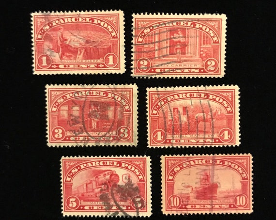 1913 Parcel Post Stamps, US, Q1 to Q6, set of 6