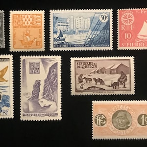 France St Pierre & Miquelon Stamps, set of 8 vintage