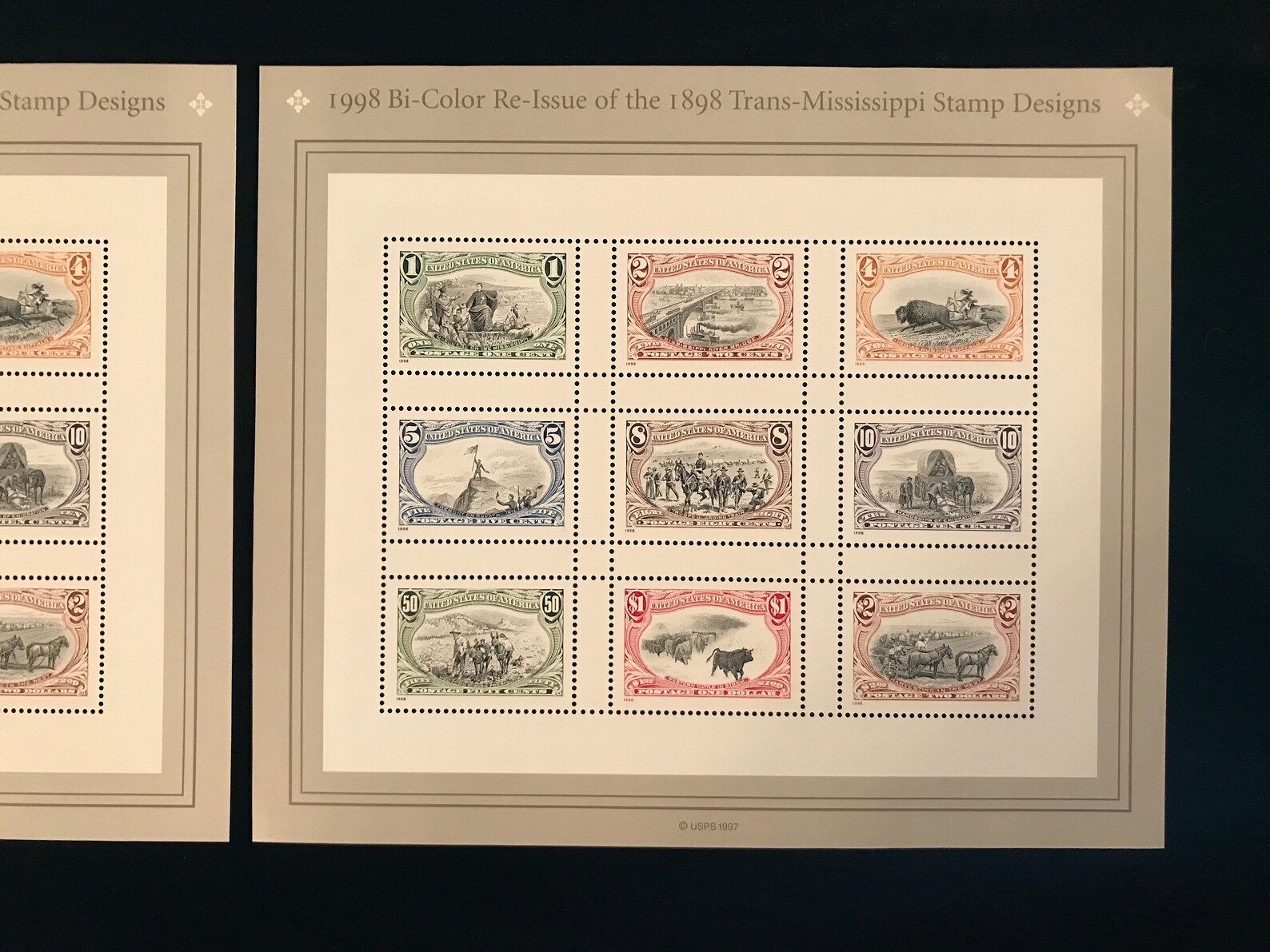 Reprints Famous Trans Mississippi Stamps Set of 2 Sheets Etsy