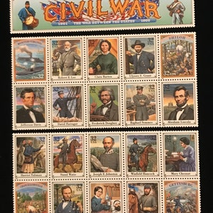 Civil War Stamps, set of 20, vintage 1995