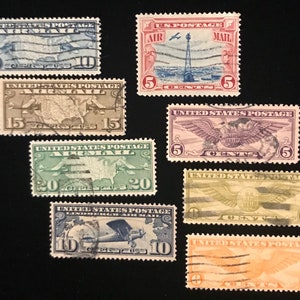 C7 to C19 Used US Airmail set of 8, 1926-1934