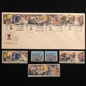 Postal Service Employee Stamps & First Day of Issue Cover, vintage 1973