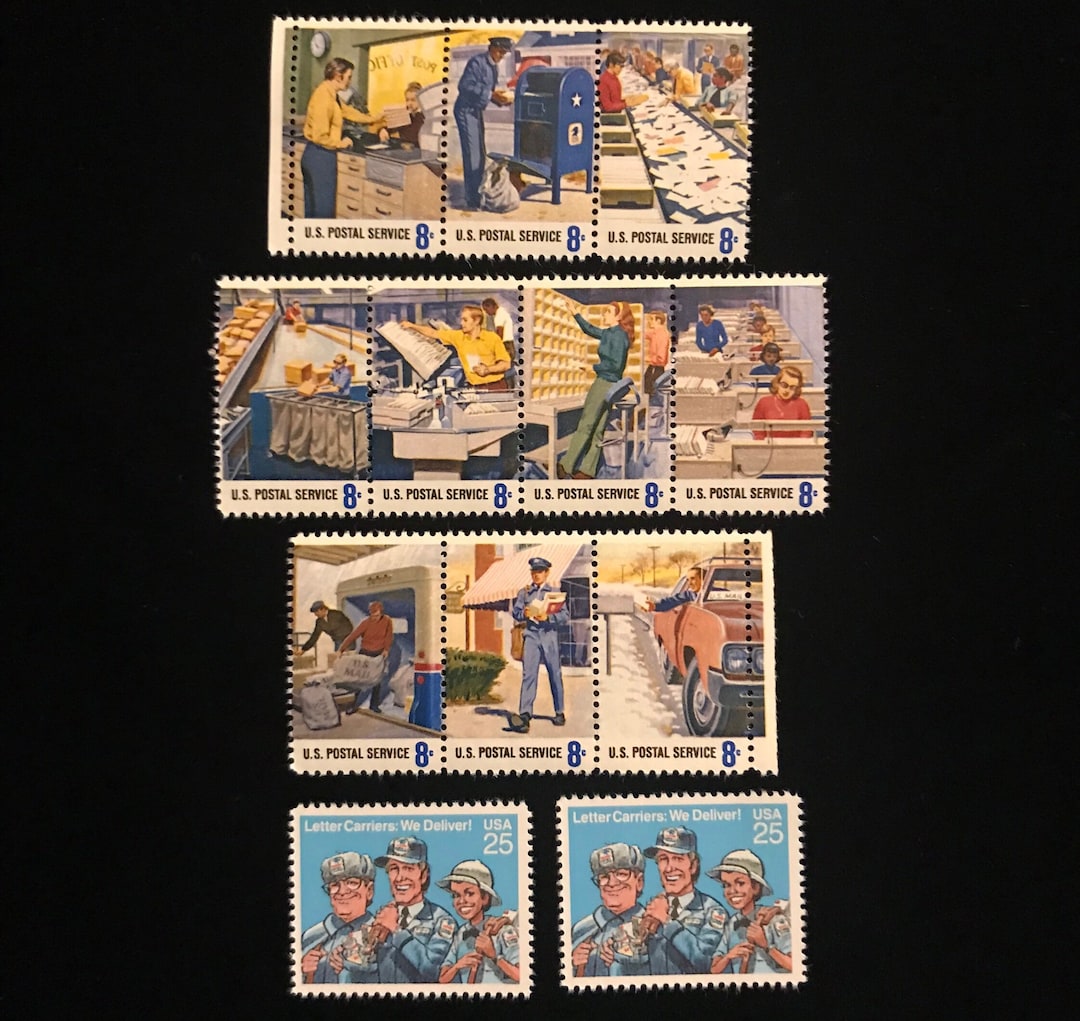 Postal Service Employee Stamp Issue Set of 12, Vintage 1973, 1989 Etsy
