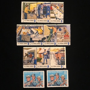 Postal Service Employee Stamp Issue set of 12, vintage 1973, 1989