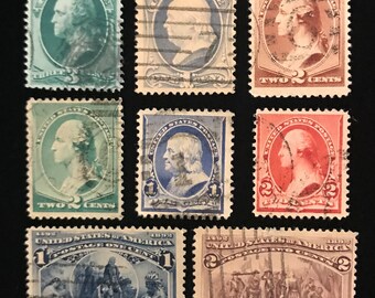 Set of 1800's US Postage Stamps, All Genuine, Set of 8, All