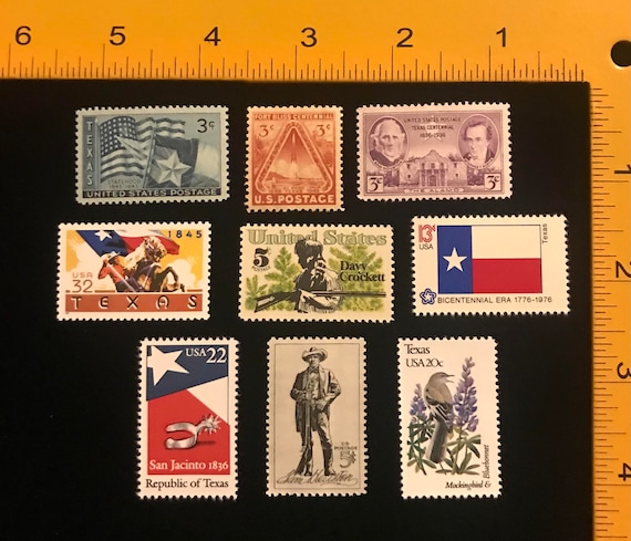 Texas Vintage US Stamps, Set of 9, Issued 1936 to 1995 - Etsy