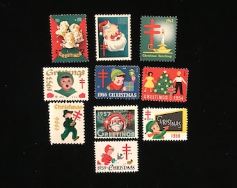 1950's Christmas Seals, genuine complete set 1950 to 1959