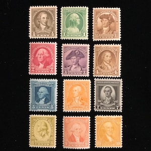 Scott 704 to 715, US MNH, 1932 Washington Commemorative, complete set of 12