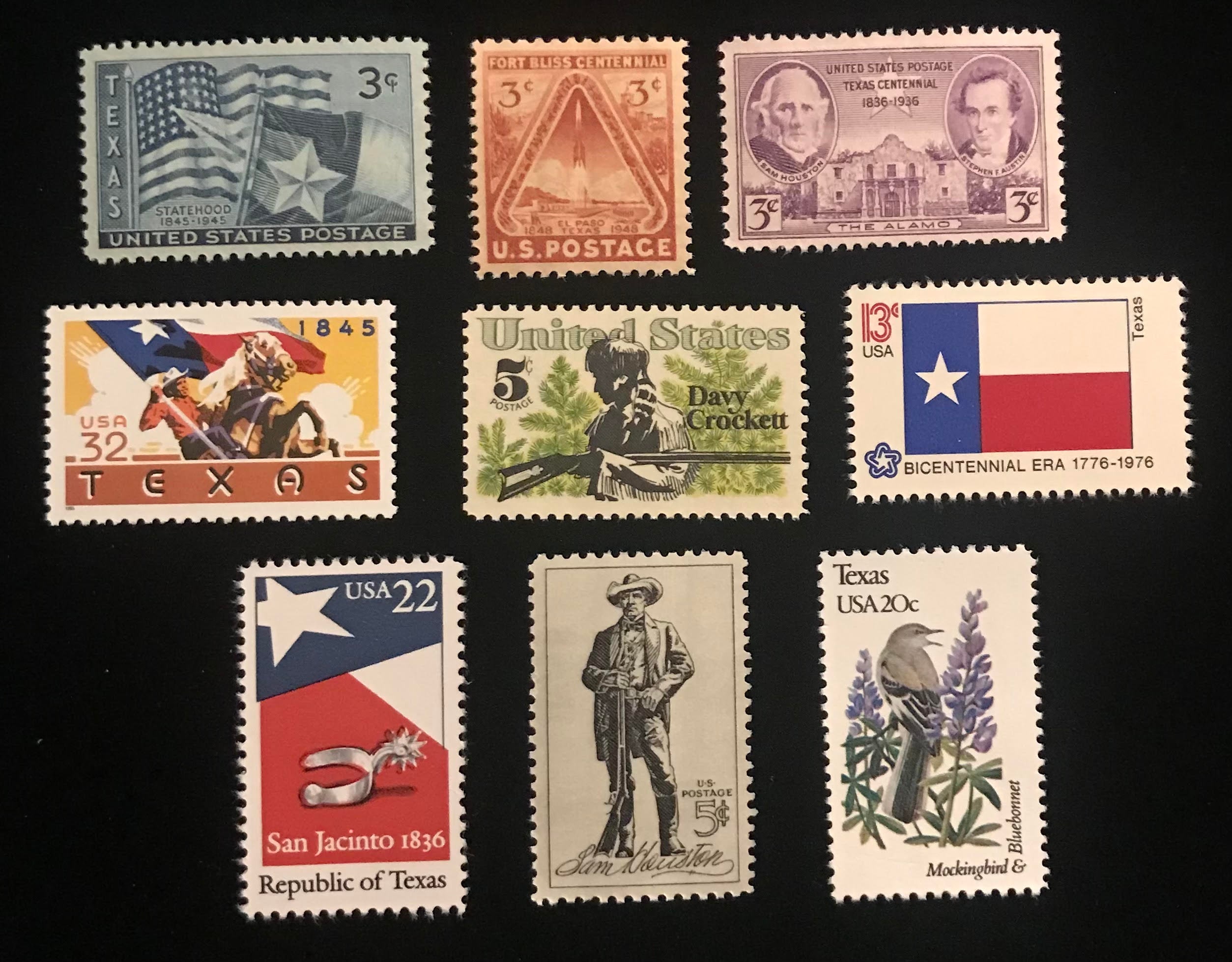 Texas Vintage US Stamps, Set of 9, Issued 1936 to 1995 - Etsy