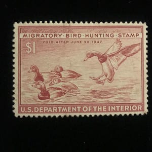 US Duck Hunting permit stamp, issued 1946, Mint, Full Original Gum