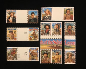 Gutter Pairs, Legends of the West, 7 different pairs, MNH