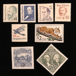 US Mint Dollar Value Stamp Set of 8, MNH, vintage 1986-1995, discount price