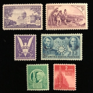 1941, 1942, 1943 US Sheet Stamps, MNH, complete set of 6, Scott 903 to 908