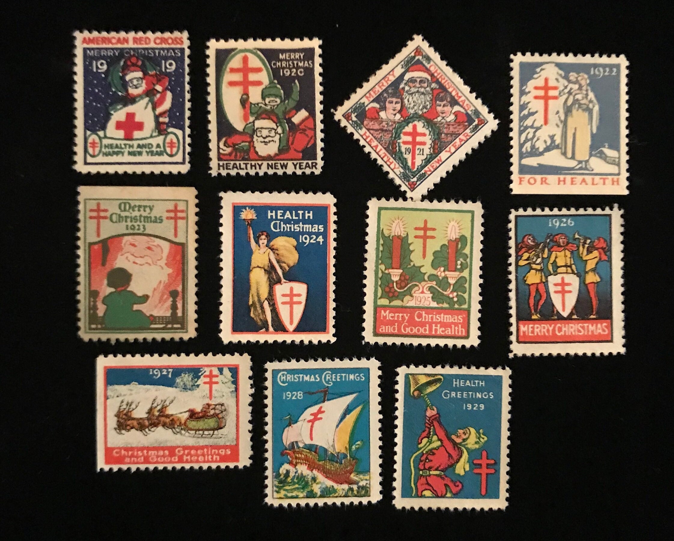 1919 to 1929 Christmas Seals, Genuine Complete Set of 11 - Etsy