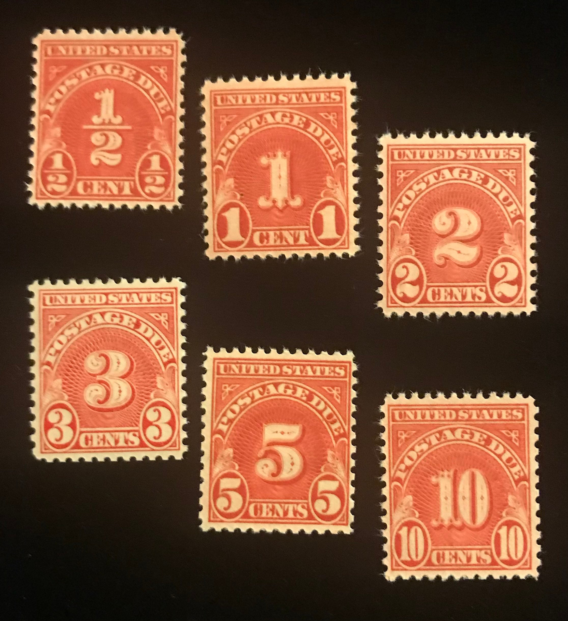 Postage Due US Vintage Stamps, 1931, Mint Never Hinged, J79-J84  display picture 1