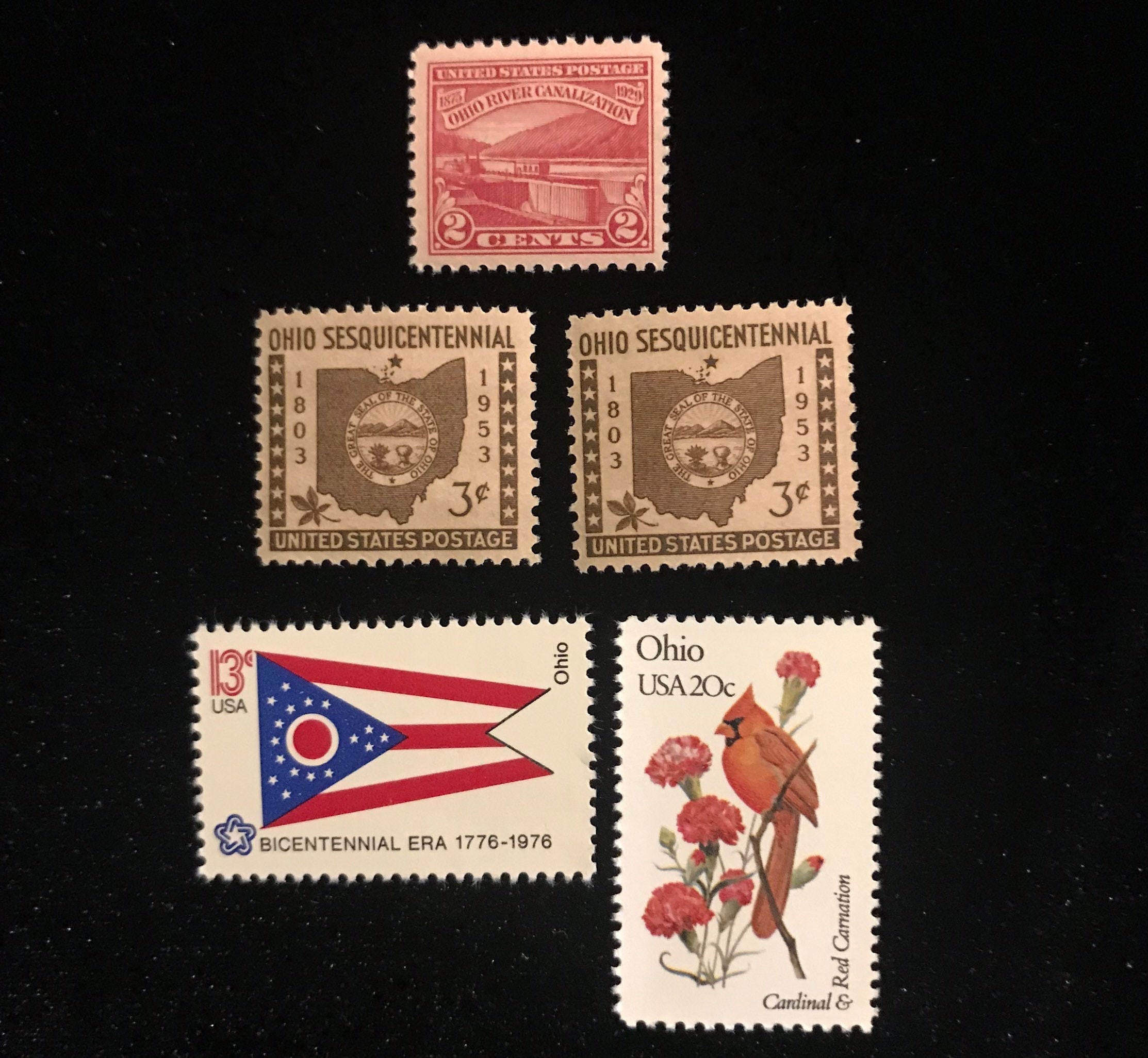 Ohio Statehood 3c Unused Vintage 1953 Postage Stamps for Mailing Collecting  Crafts. Scott Catalog 1018 