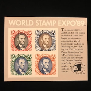 Lincoln Souvenir Sheet, Scott 2433, US MNH, issued 1989