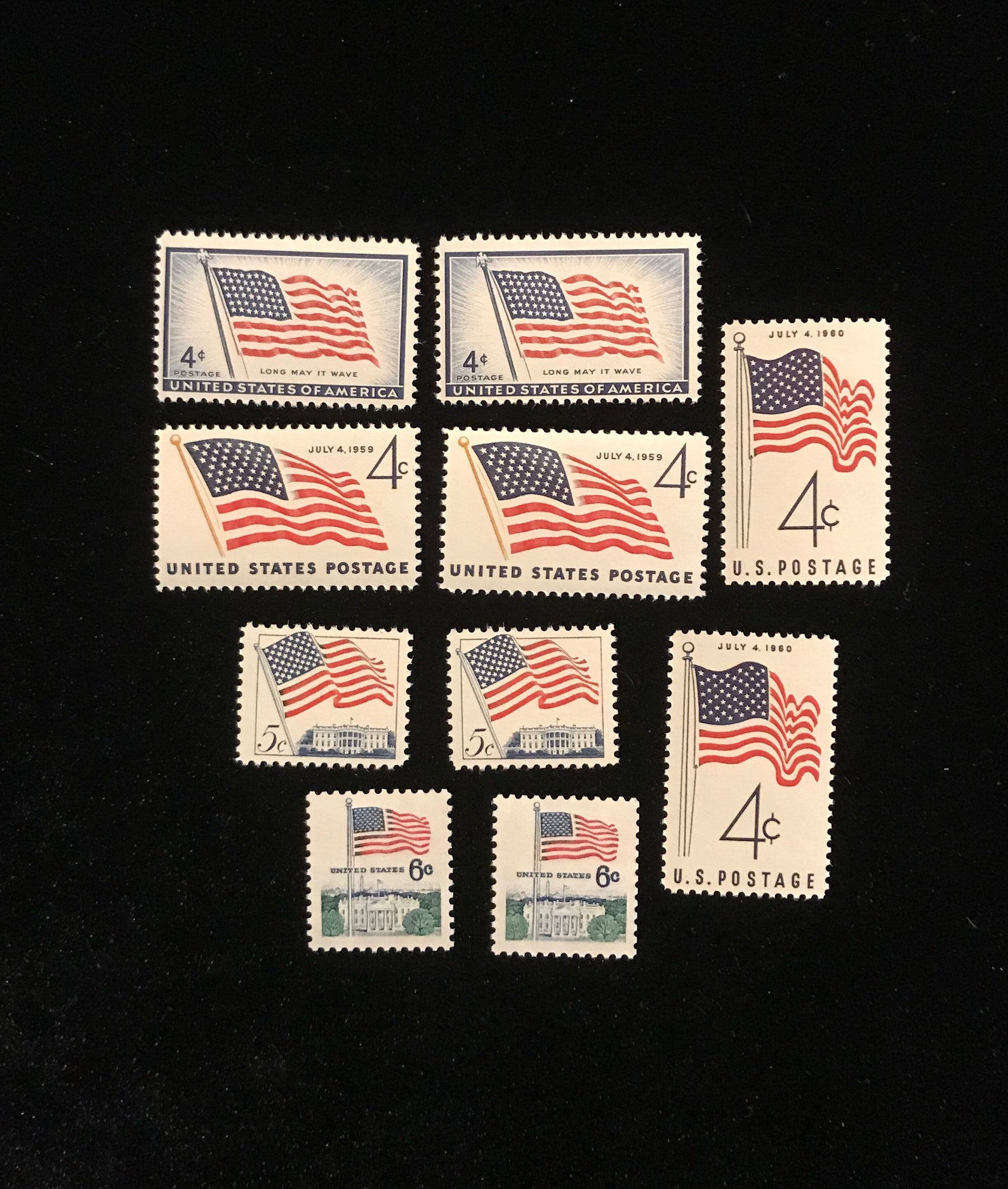 Vintage Old Glory Stars And Stripes Us Postage Stamps Set Of Etsy