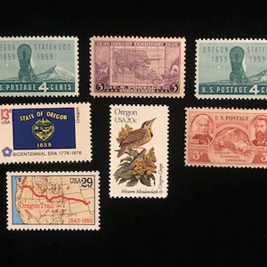 Oregon Vintage US Stamps, issued 1936 to 1993, set of 7