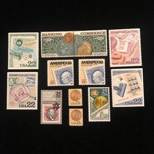 Stamp & Coin Collecting Stamps, vintage 1975 to 1991, set of 12