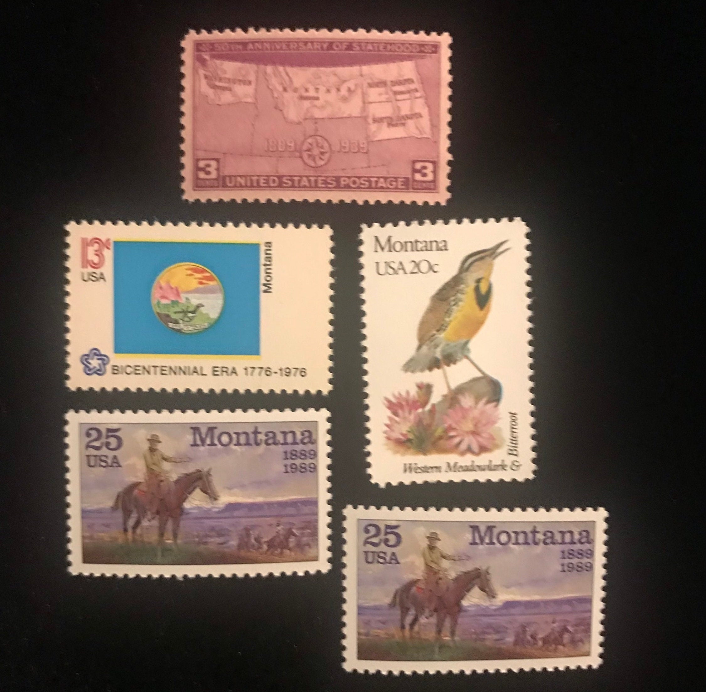 25c Montana Statehood stamp | Vintage Unused Postage Stamp | Pack of 10  stamps | Big Sky Country | Rocky Mountain Bride 