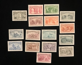 Columbian Commemorative US Stamps, set of 16 singles of Scott 2624-9 souvenir sheets, vintage 1992