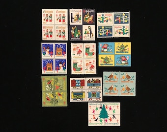 1960's Christmas Seals, 4 complete sets, 1960 to 1969