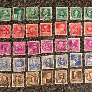 Scott 859-893 Used, Famous Americans, Complete Set, 1940 Vintage US Stamps
