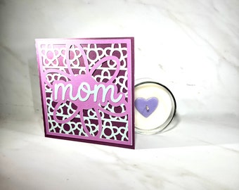 Gift for MOM | Card plus Love Soy Blend Candle| Gift for Her| Gift for Him| Love Them| Glass Jar| Personalize| Color Heart| Home Decor