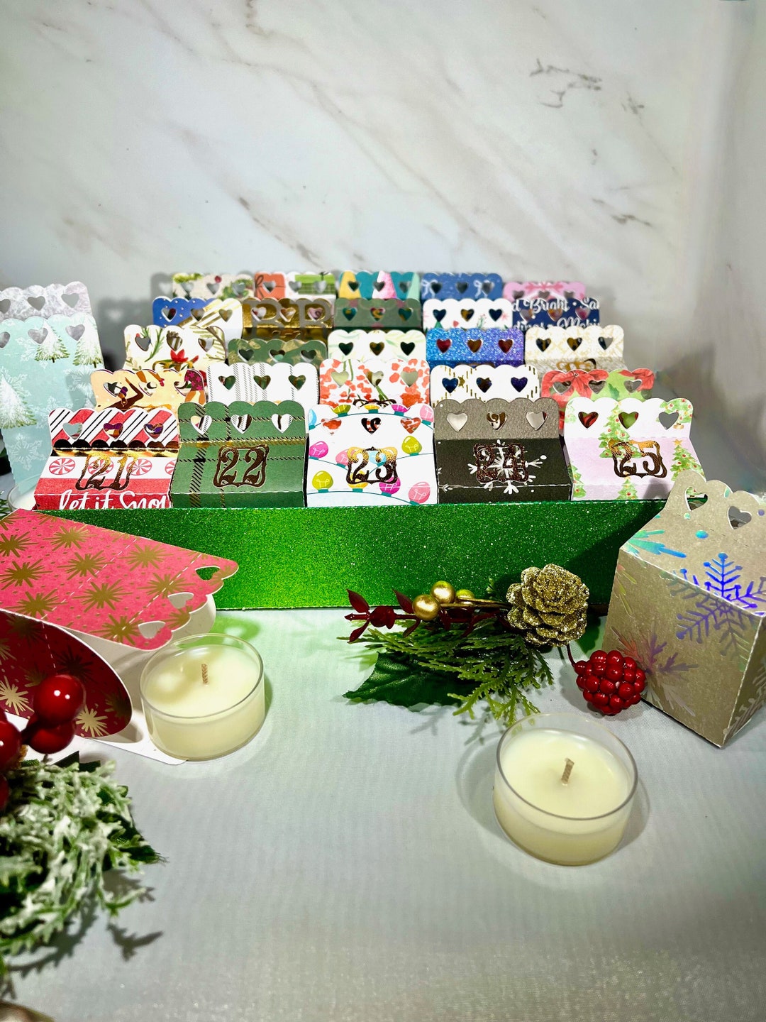 Christmas Candle Advent Calendar Customize Your Countdown Scented Tea Lights Pick Your Scent