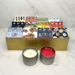 Calendario dell&#39;Avvento di 12 giorni con candele di Natale/ Personalizza il tuo conto alla rovescia/ Candele profumate da 2 once/ Scegli la tua fragranza/ Bomboniera/ Evento speciale/ Regalo/