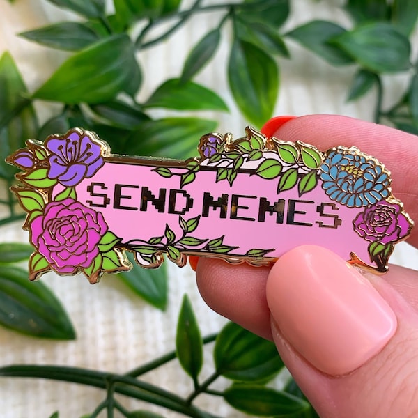Send Memes Enamel Pin ~ Pastel Aesthetic Pins, Kawaii Enamel Pins, Pink Aesthetic, Memes, Small Gifts , Lapel Pin