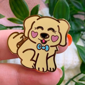 Pupper Enamel Pin ~ Golden Retriever Pin, Dog Lover Pin, Kawaii Cute Pins, Small Gifts, Pet Gifts, Hard Enamel Pins