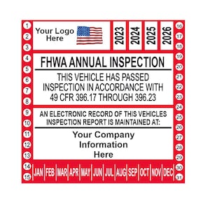 Personalized 2025 DOT Vehicle Inspection Sticker: FMCSA or FHWA