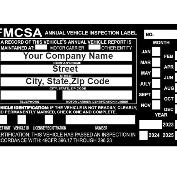 Fmcsa Annual Inspection Sticker Etsy