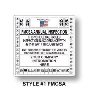 FMCSA or FHWA 2023 Annual Vehicle DOT Inspection Sticker Truck