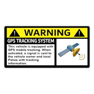 GPS Tracking Sticker for Cars, Vehicle Alarm Security Caution Warning Decal.