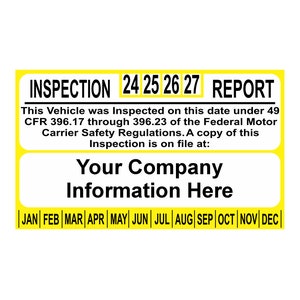 2026 Annual Vehicle Inspection Sticker: Personalized DOT Decal - Etsy