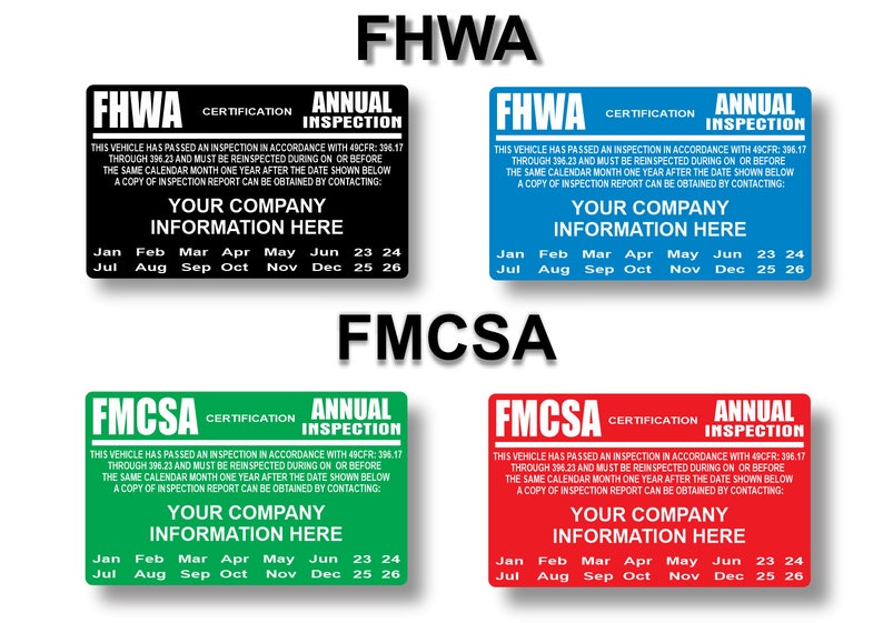 Fhwa Sticker Personalized 2026 DOT Vehicle Inspection Sticker, FHWA, FMCSA - Etsy