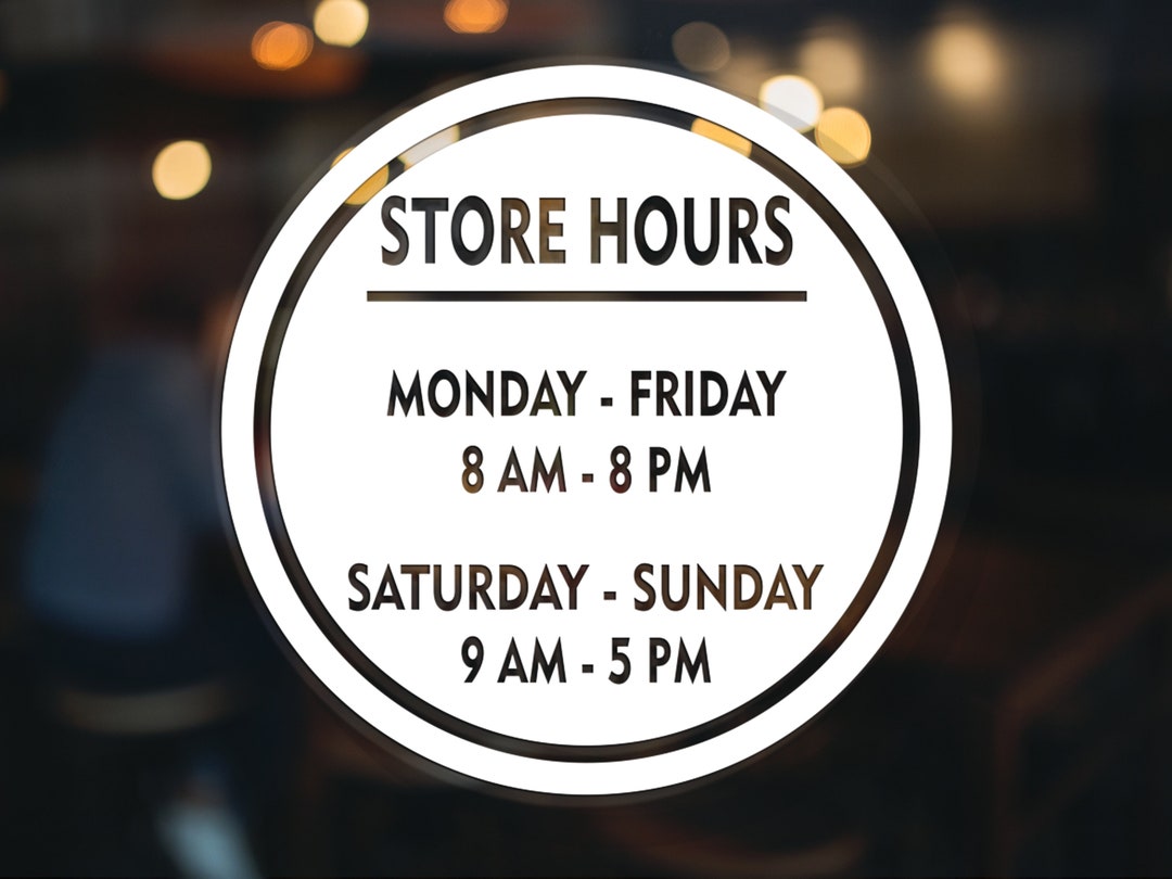 Business Hours Sticker Hours of Operation Decal Store Hours Sticker